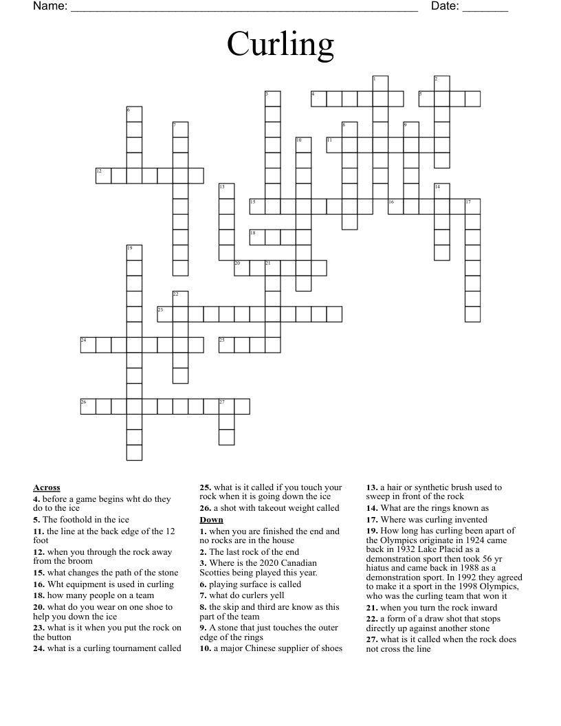 Curling Crossword