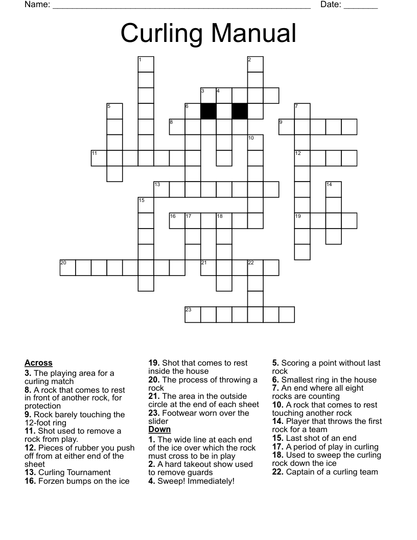 Curling Manual Crossword
