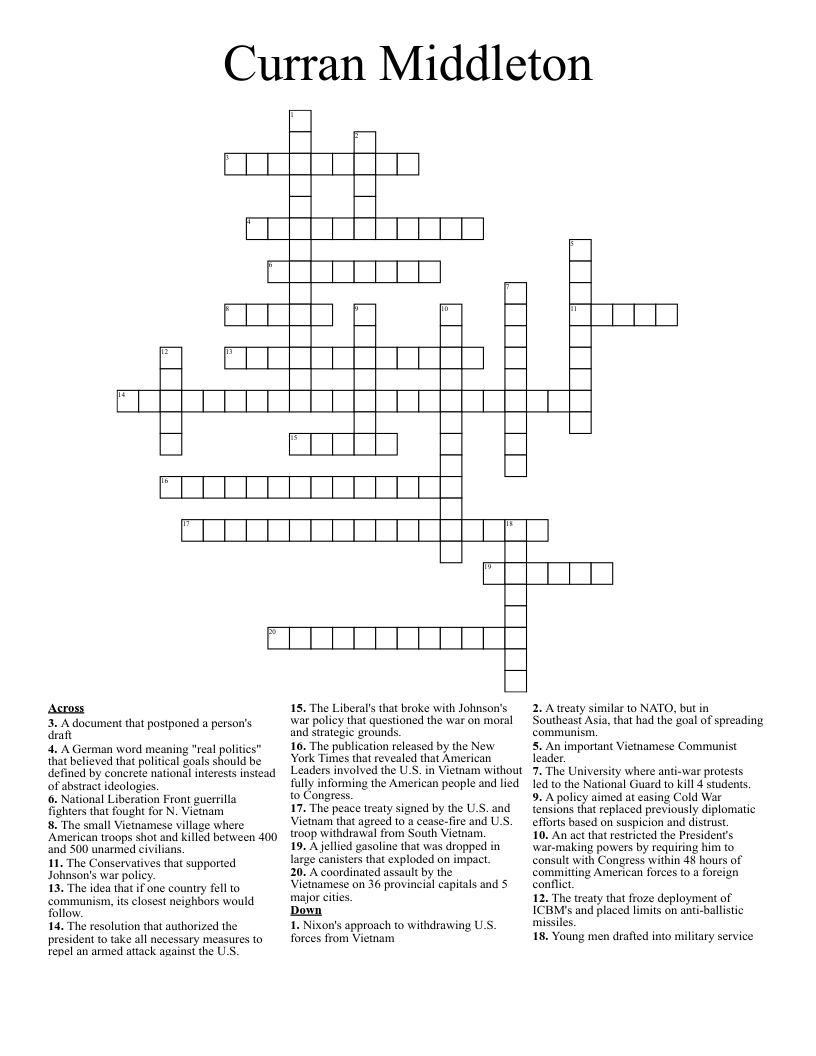 Curran Middleton Crossword