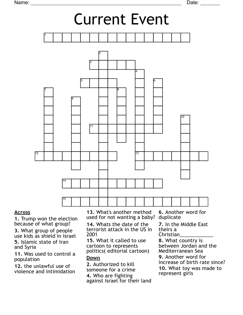 Current Event Crossword