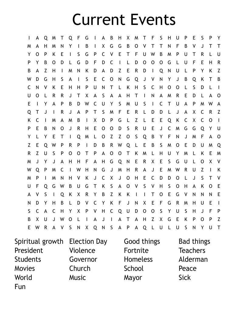 Current Events Word Search