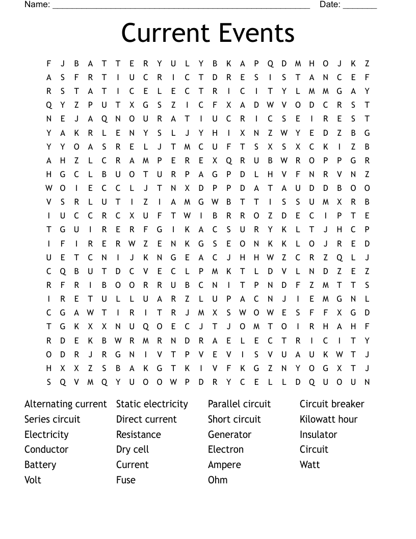 Current Events Word Search