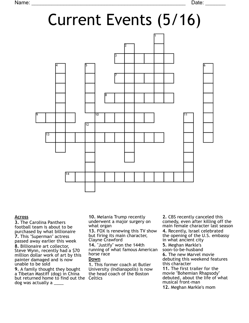Current Events (5/16) Crossword