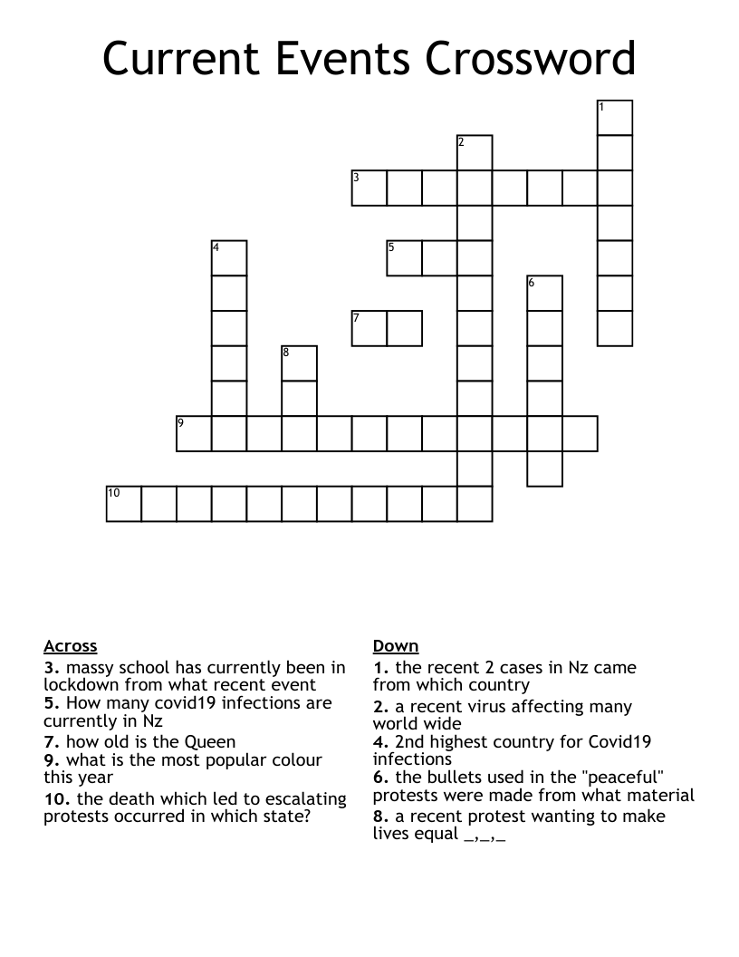 Current Events Crossword
