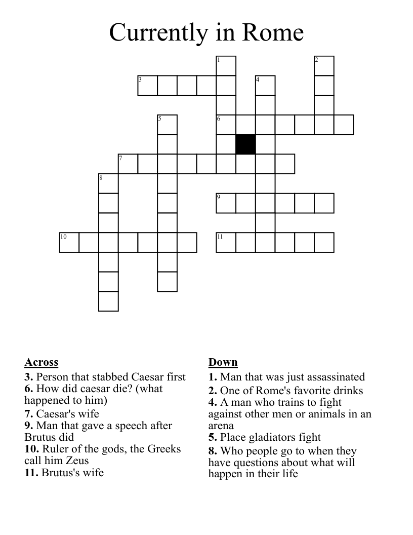 Currently in Rome Crossword
