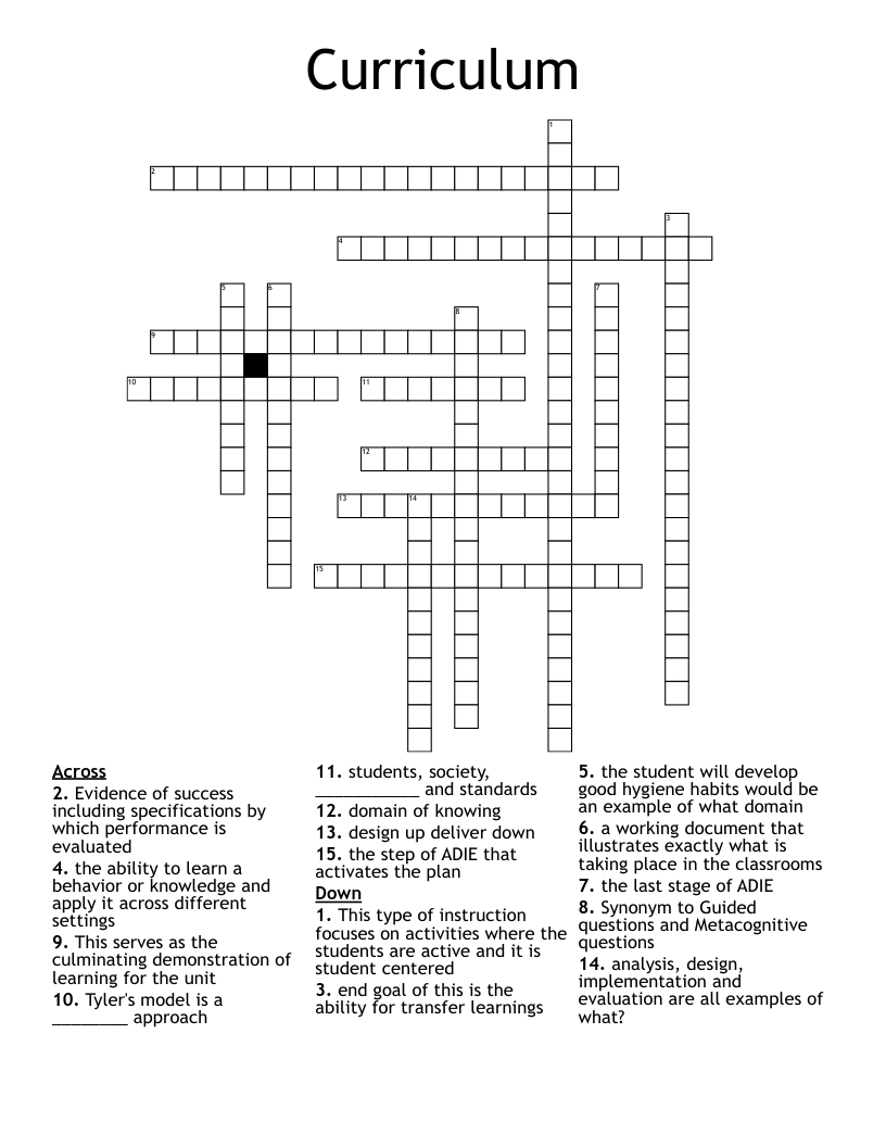 Curriculum  Crossword