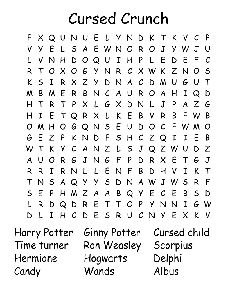 Cursed Crunch Word Search