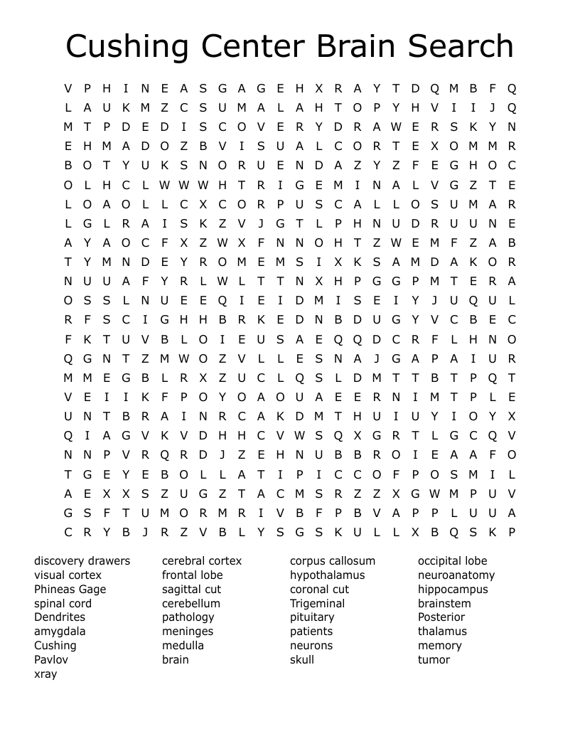 Cushing Center Brain Search  Word Search