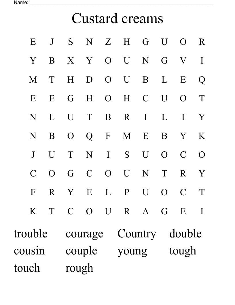 Custard creams Word Search