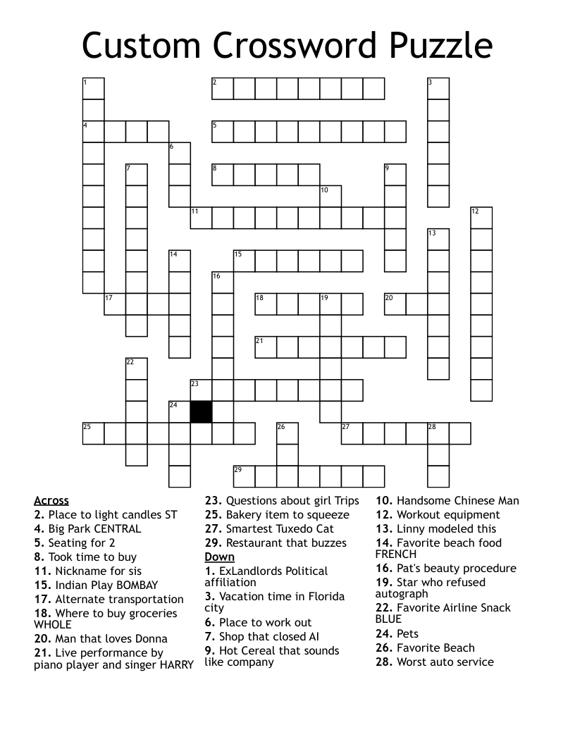 Custom Crossword Puzzle