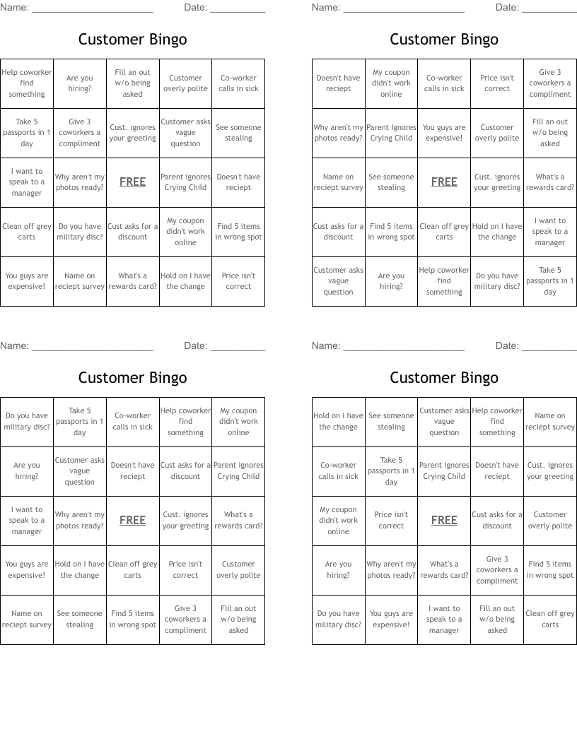 Customer Bingo