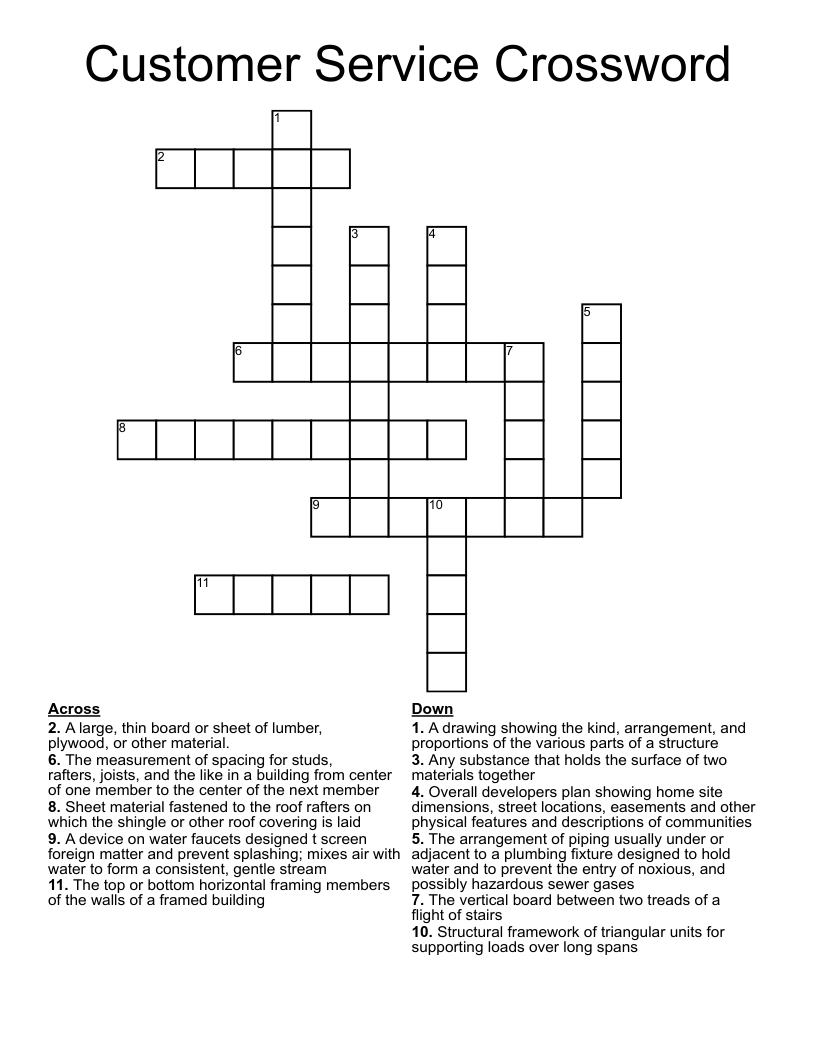 Customer Service Crossword