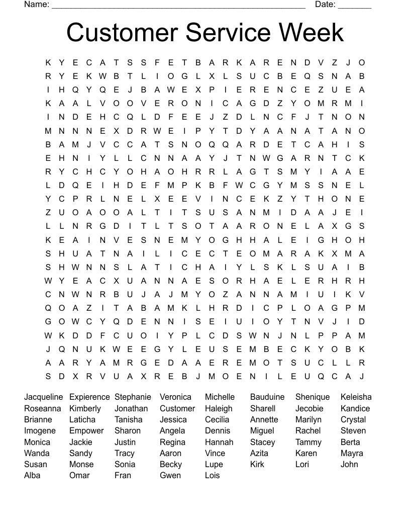 Customer Service Week Word Search
