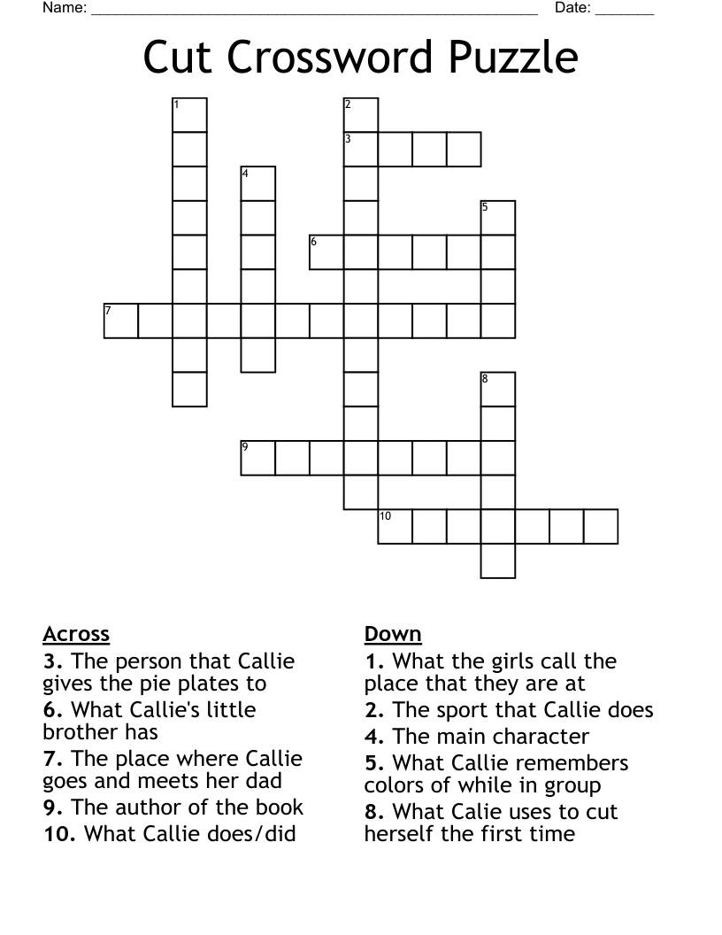 Cut Crossword Puzzle