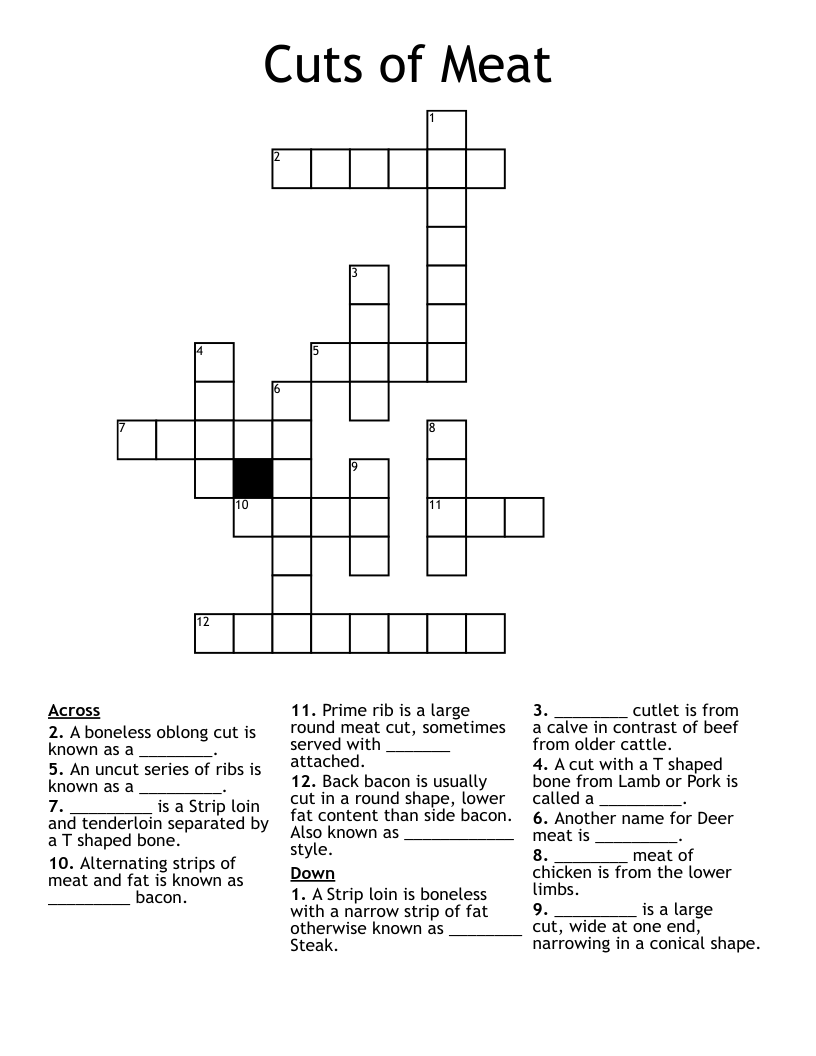 Cuts of Meat Crossword