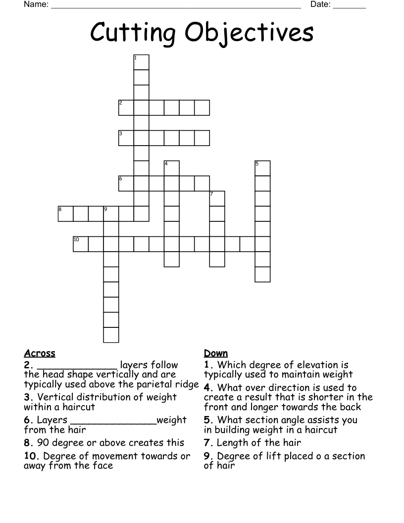 Cutting Objectives  Crossword