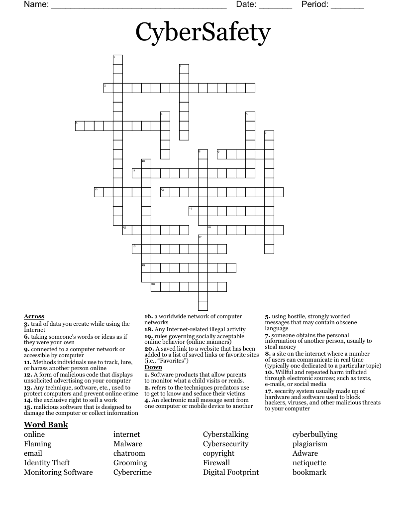 CyberSafety Crossword