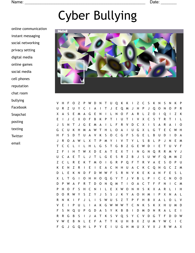 Cyber Bullying Word Search