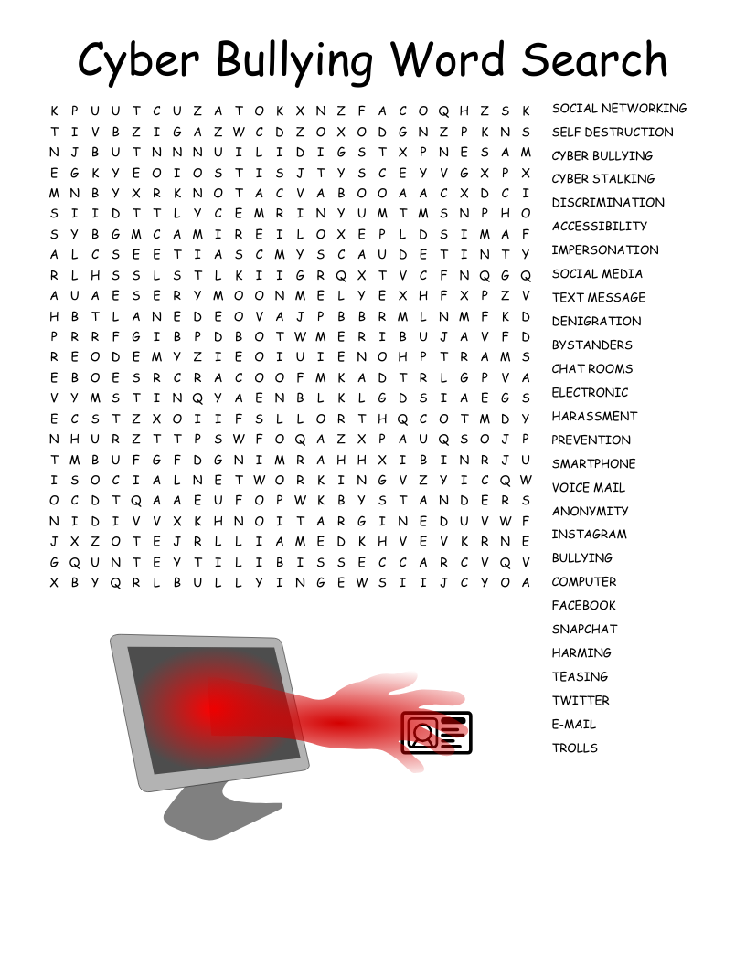 Cyber Bullying Word Search