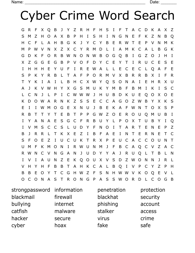 Cyber Crime Word Search