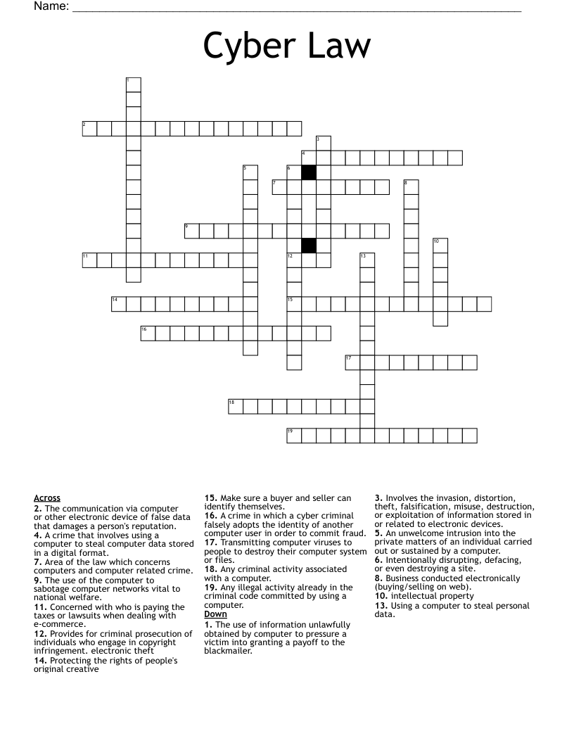 Cyber Law Crossword