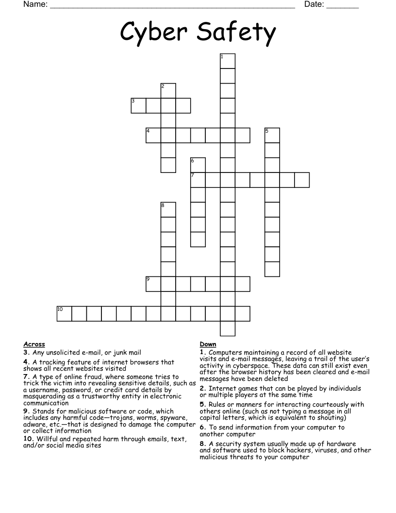 Cyber Safety Crossword