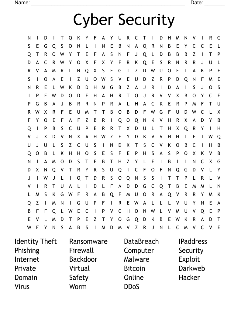 Cyber Security Word Search
