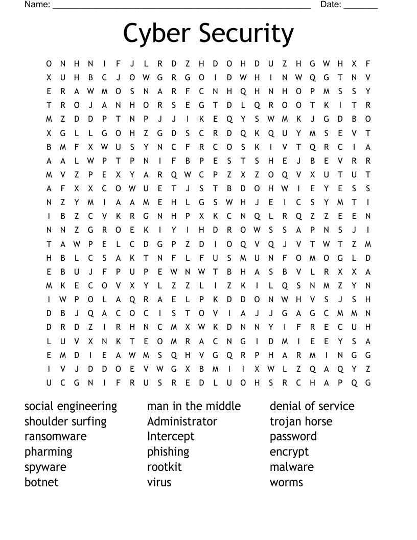 Cyber Security Word Search