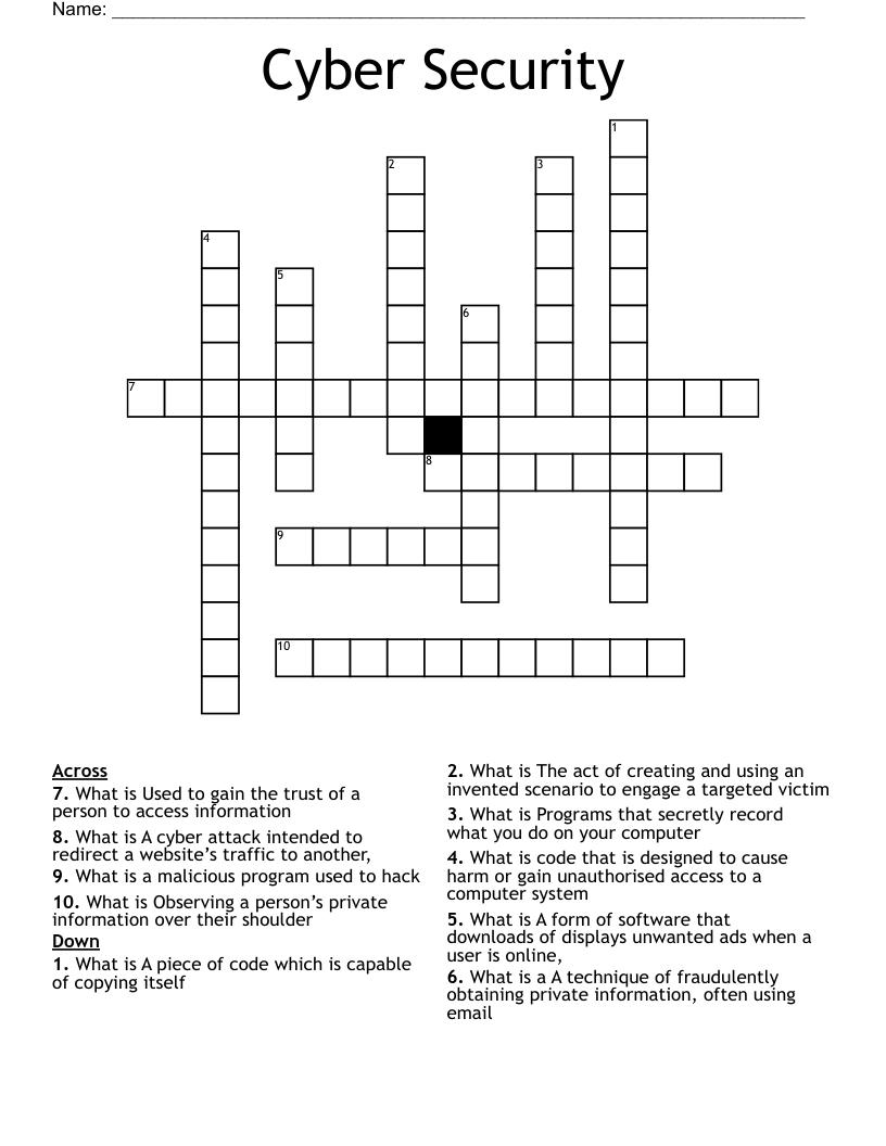 Cyber Security Crossword