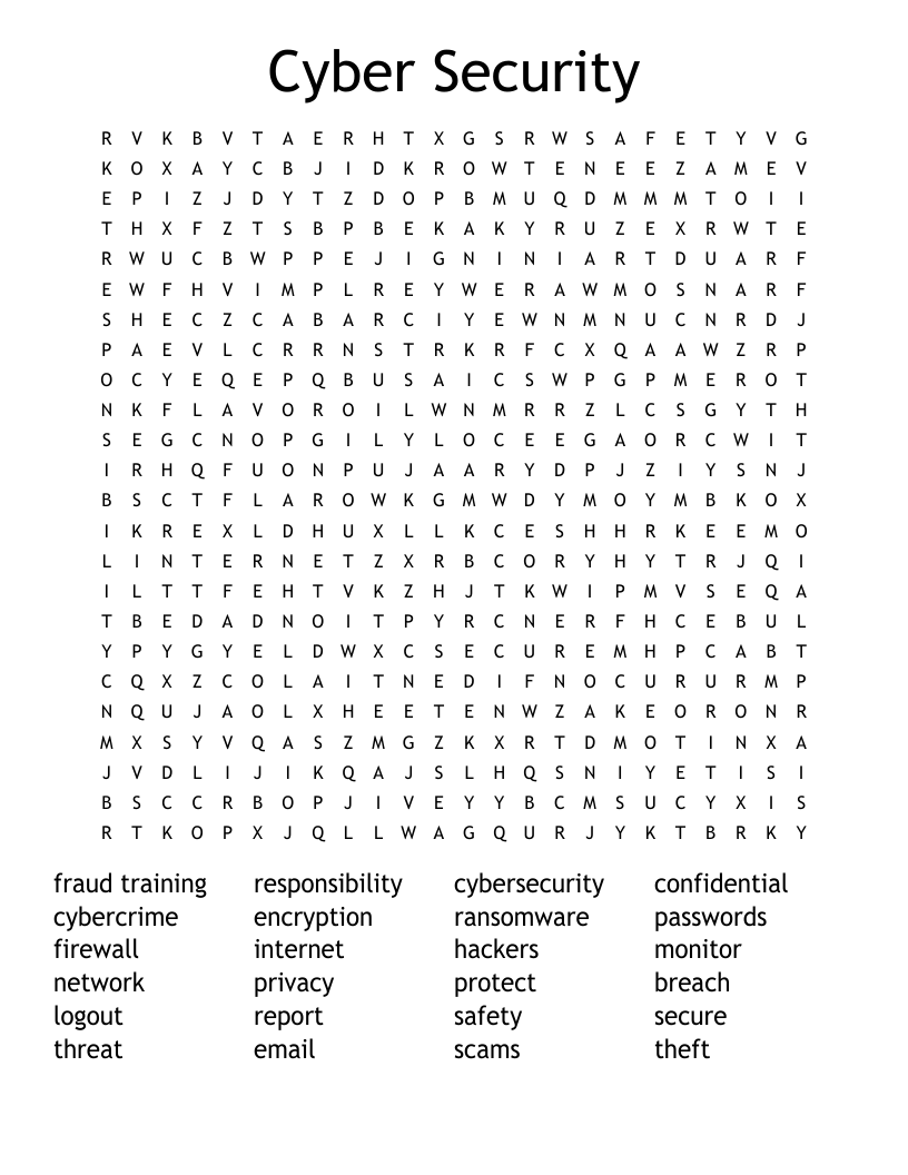 Cyber Security Word Search