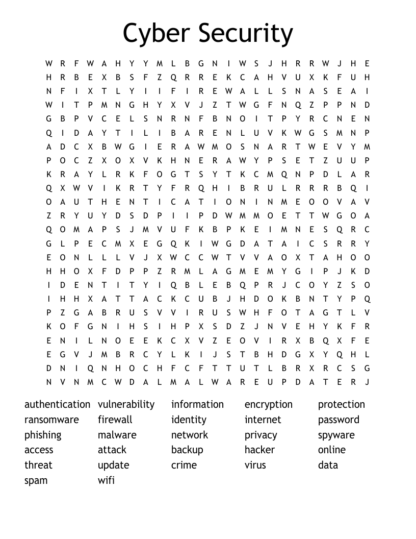 Cyber Security Word Search