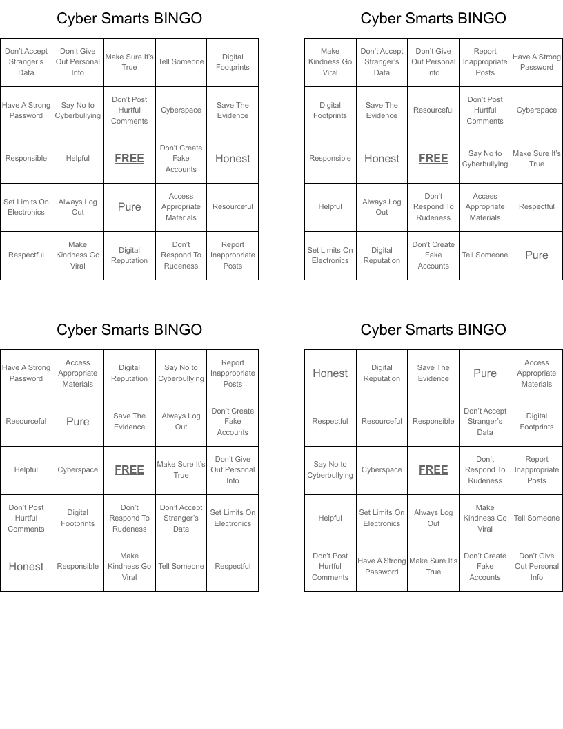 Cyber Smarts BINGO