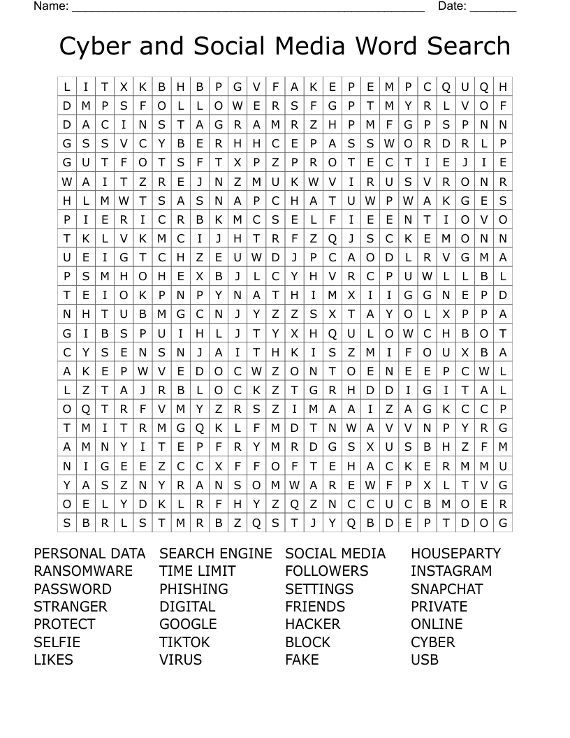Cyber and Social Media Word Search