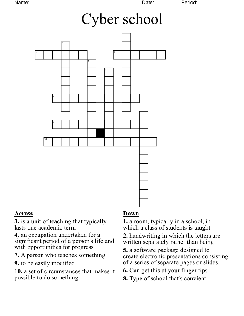 Cyber school  Crossword