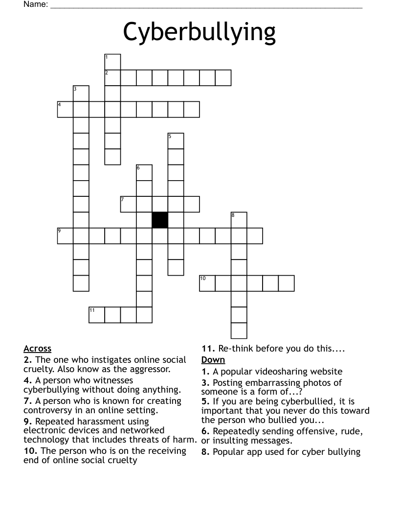 Cyberbullying Crossword