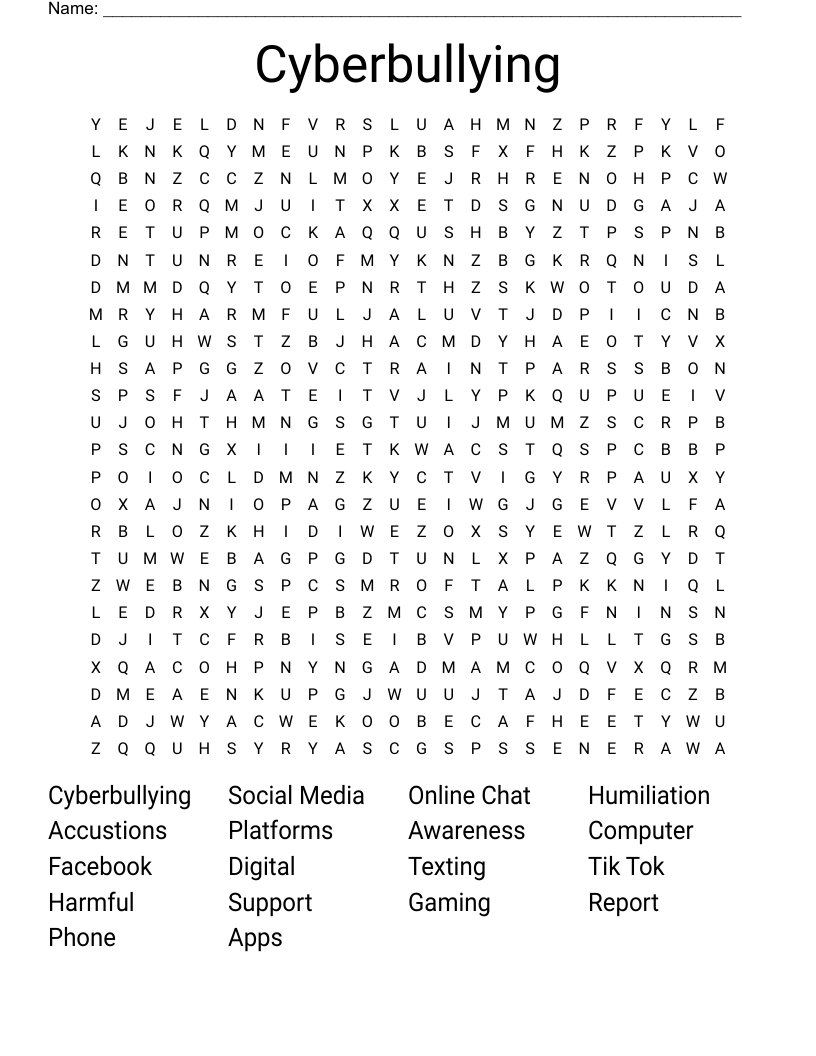 Cyberbullying  Word Search