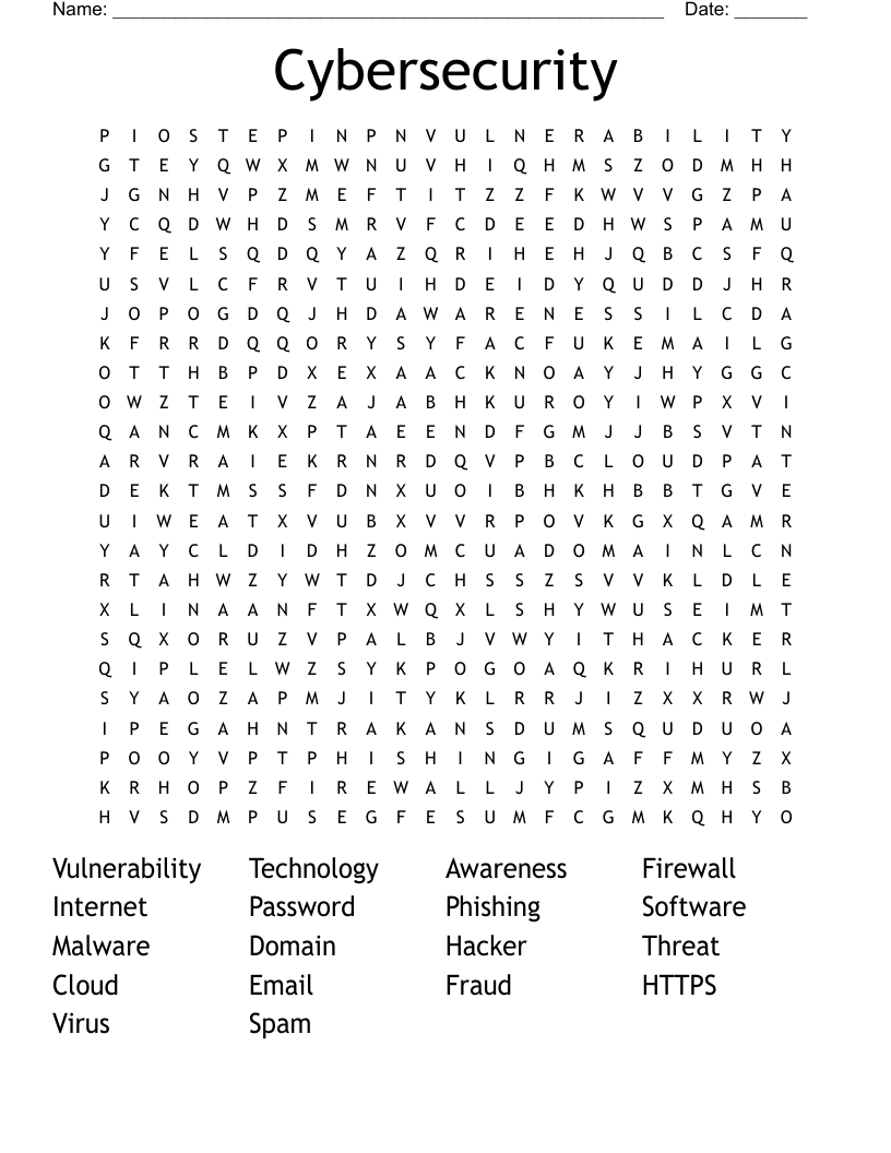 Cybersecurity Word Search