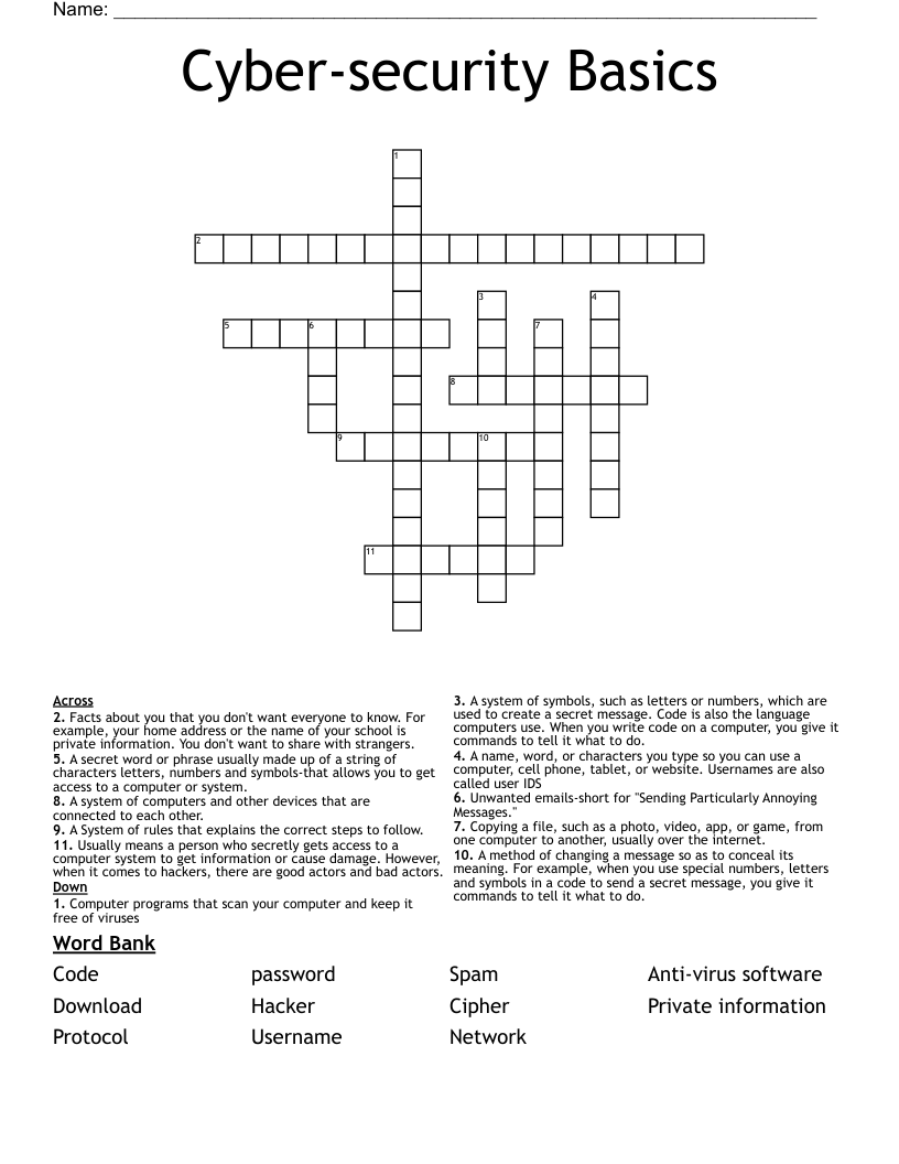Cyber-security Basics Crossword