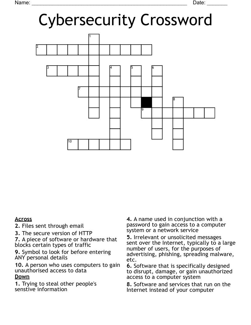 Cybersecurity Crossword