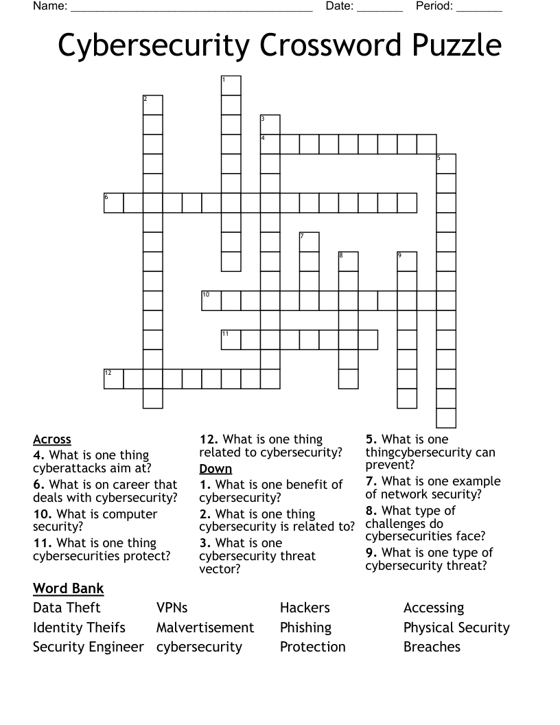 Cybersecurity Crossword Puzzle