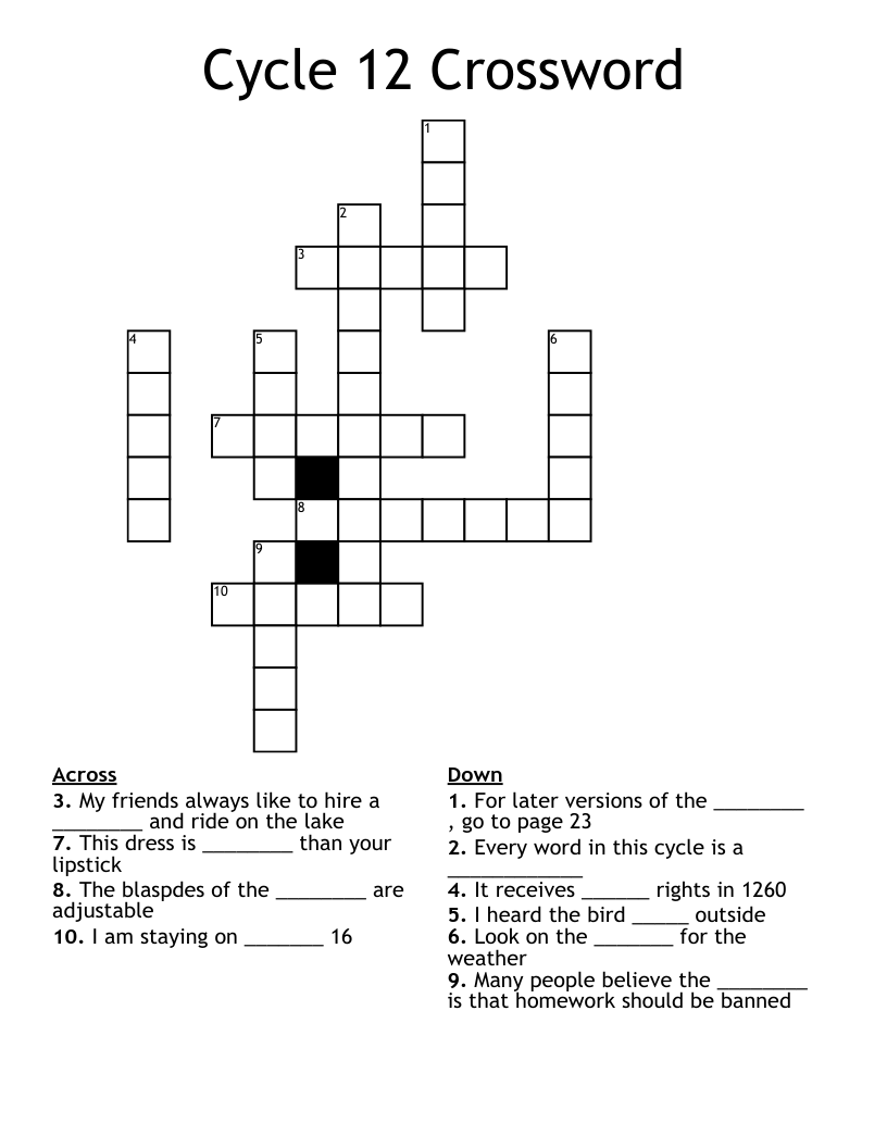 Cycle 12 Crossword