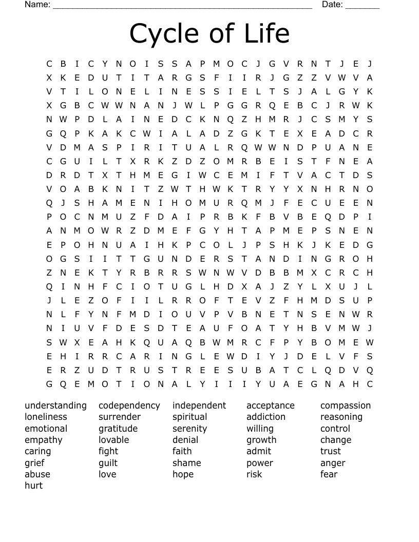 Cycle of Life Word Search