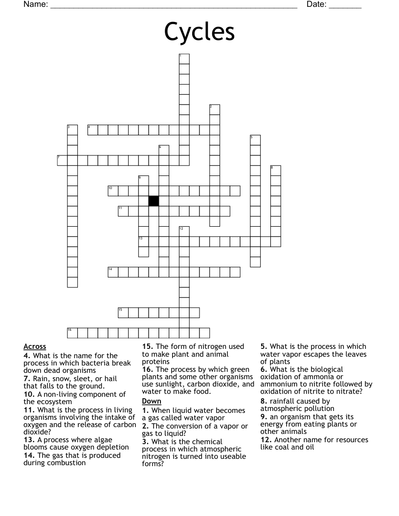Cycles Crossword