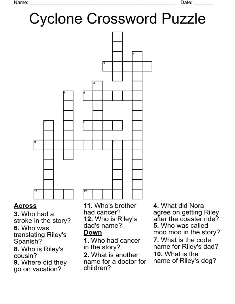 Cyclone Crossword Puzzle