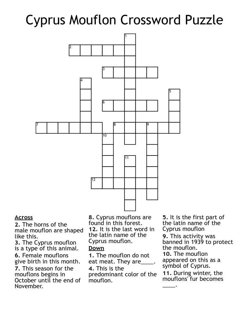 Cyprus Mouflon Crossword Puzzle