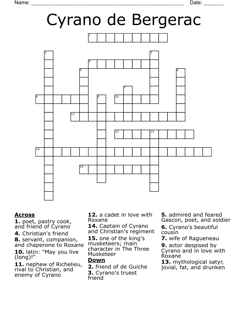 Cyrano de Bergerac Crossword