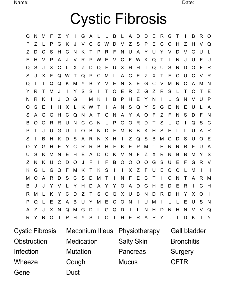 Cystic Fibrosis Word Search