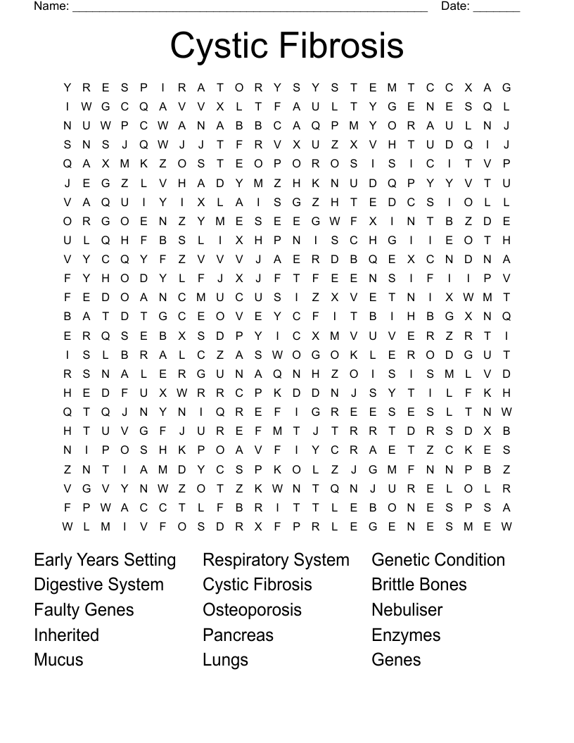 Cystic Fibrosis Word Search
