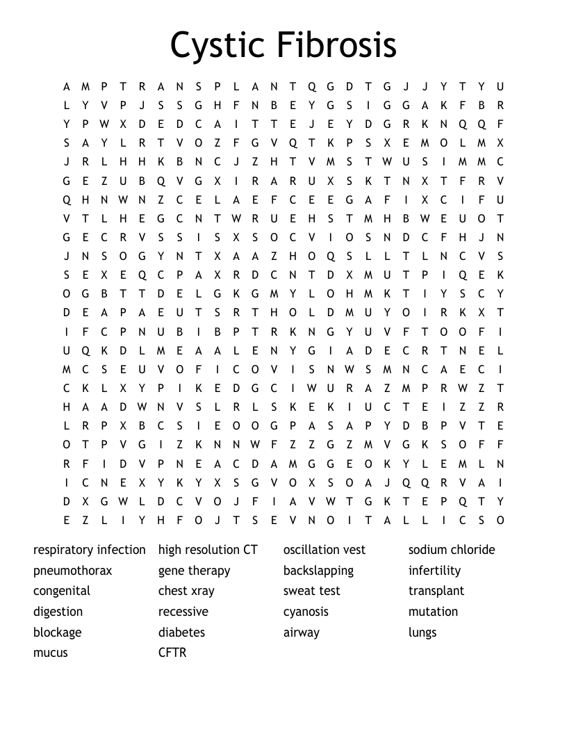 Cystic Fibrosis Word Search