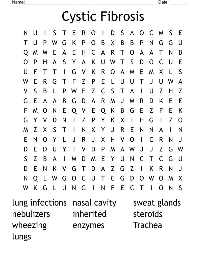 Cystic Fibrosis Word Search